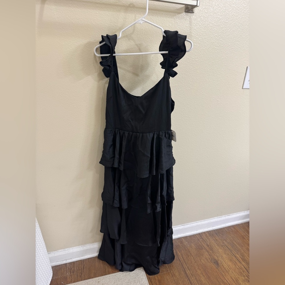 Altar'd State Black Ruffle Maxi Dress